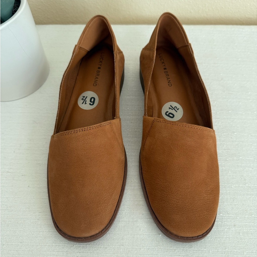 Lucky Brand Harping Brown Tan Nubuck Two Way Casual Flats - Picture 2 of 13